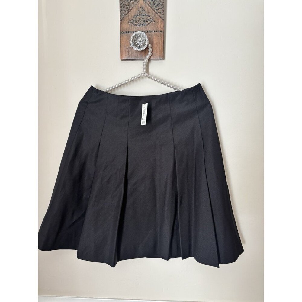 NWT Express Womens Size XS Black Pleated A-Line Skirt Side Zip